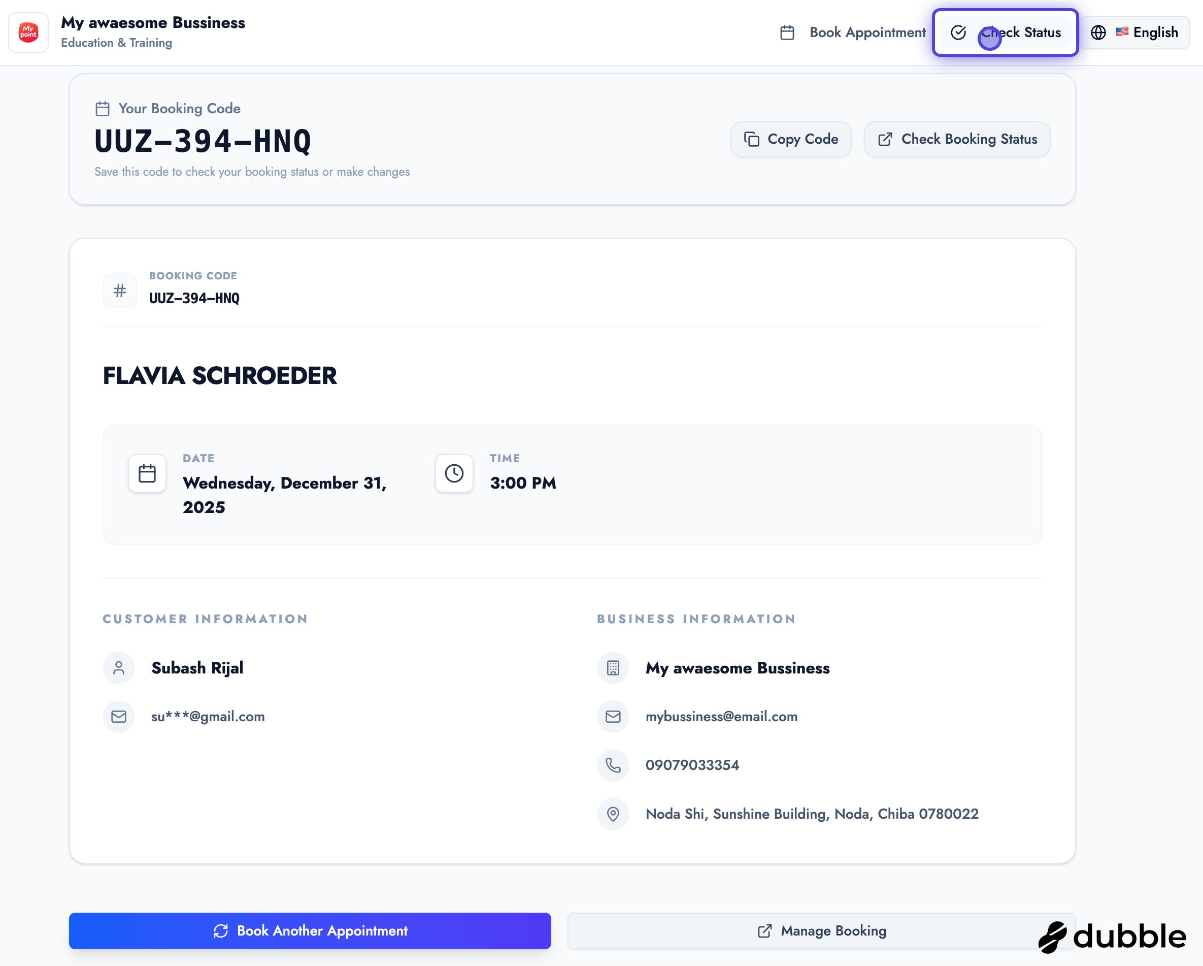 Checking Booking Status