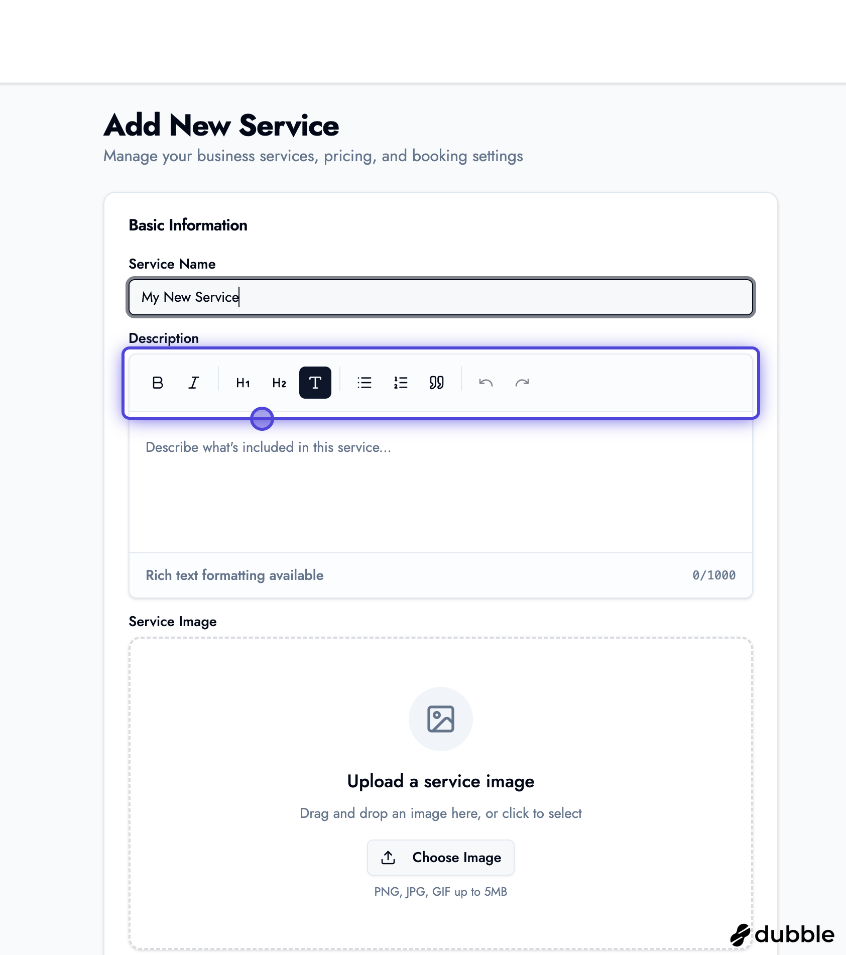 Add Service Page