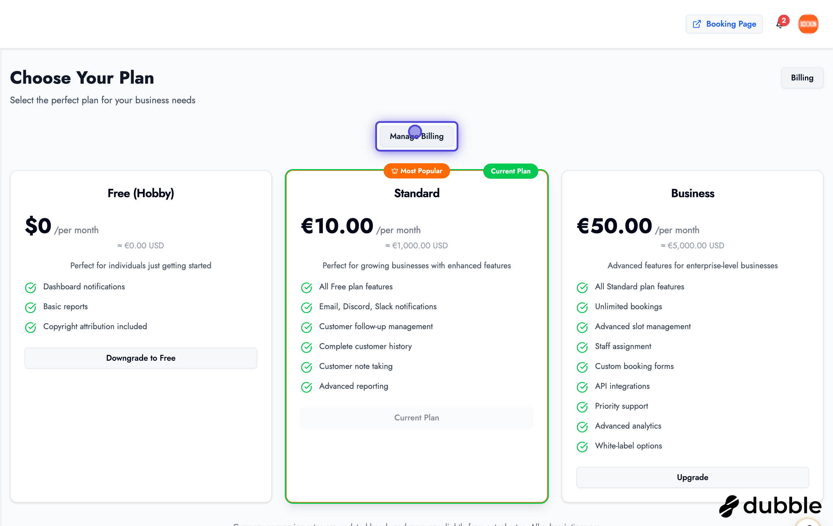 Pricing Page