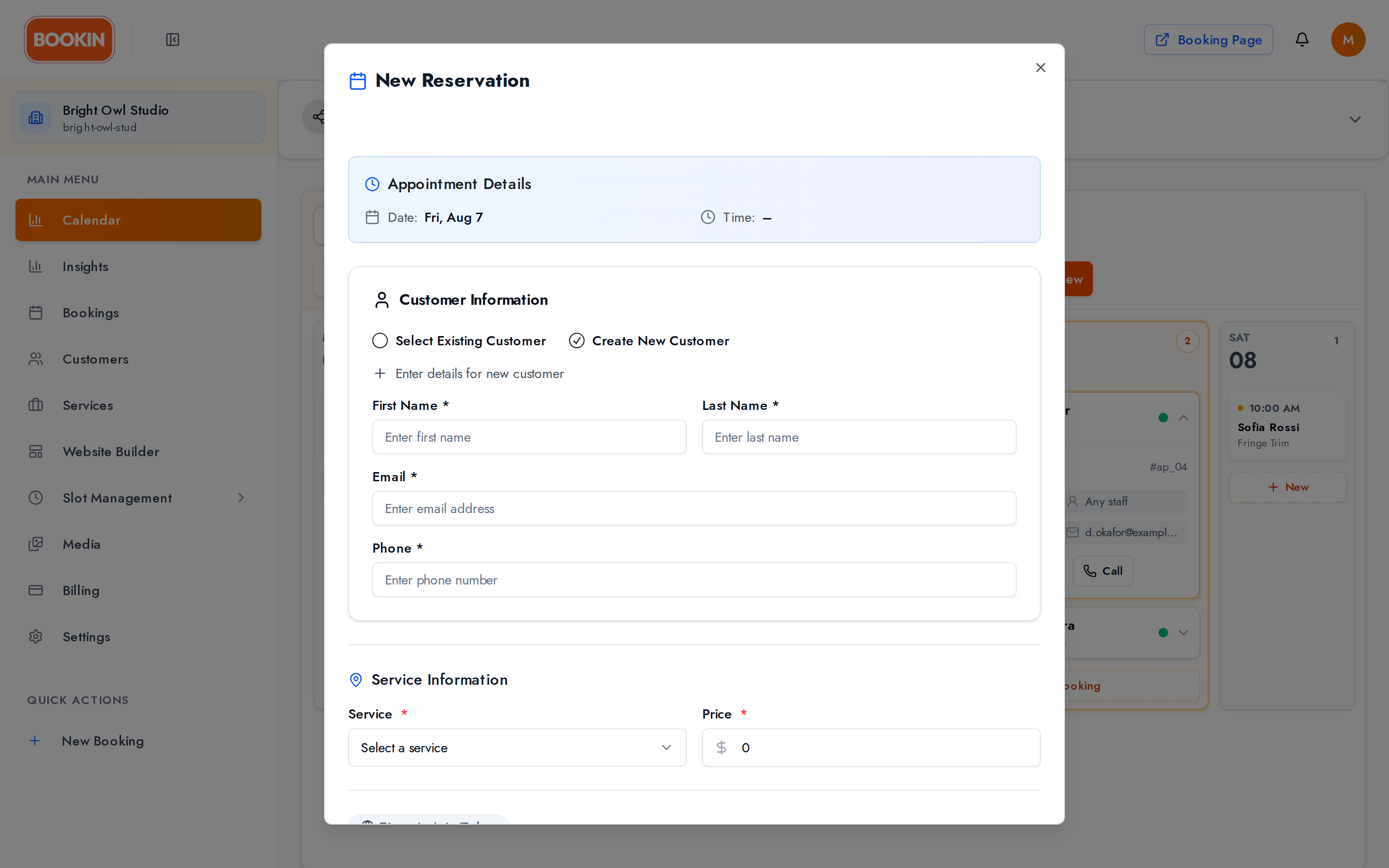 New Booking Modal