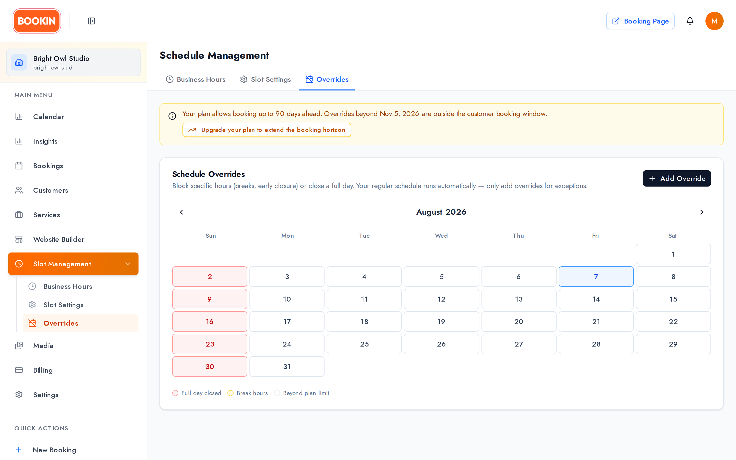 Schedule overrides