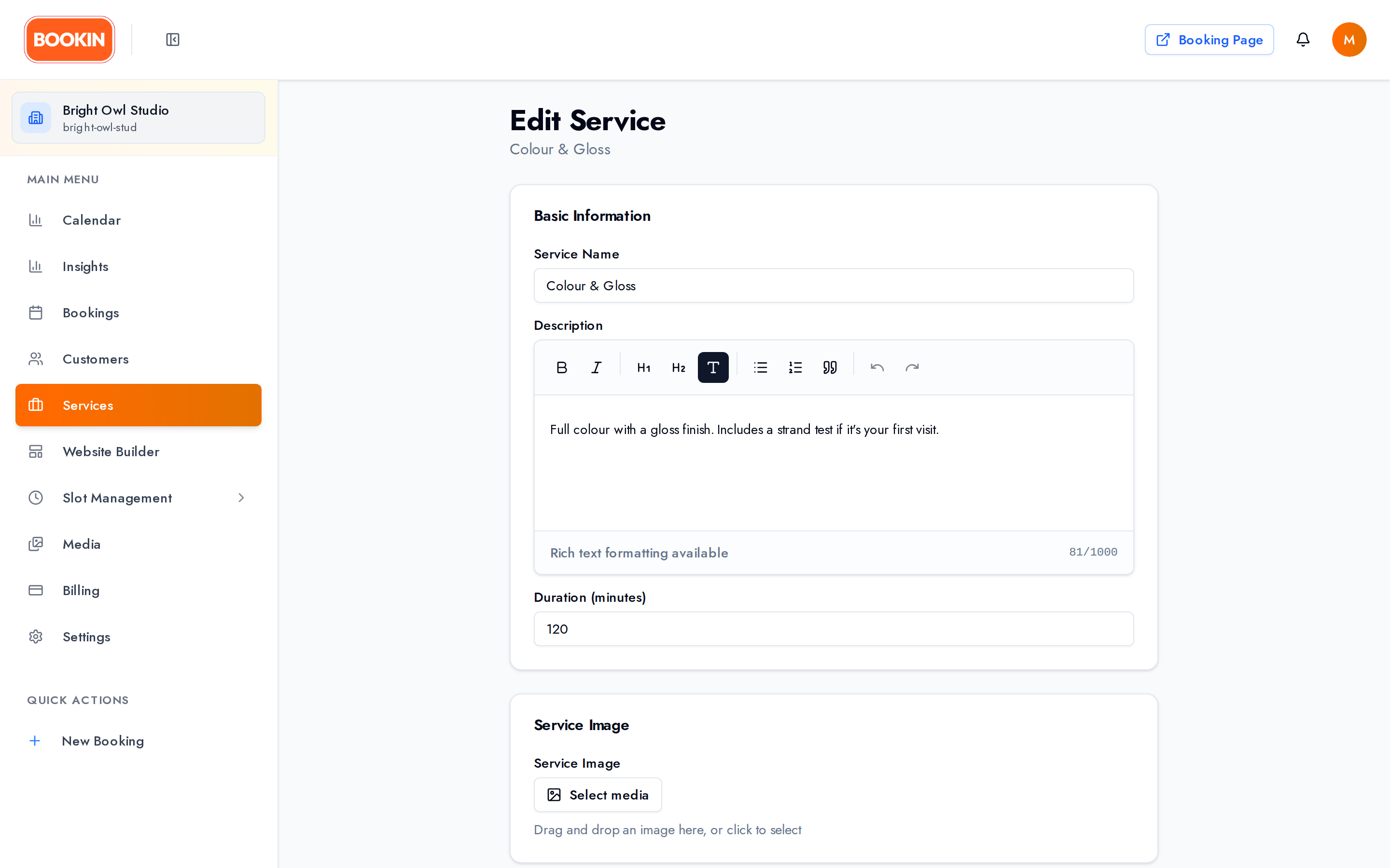 Edit Service Page