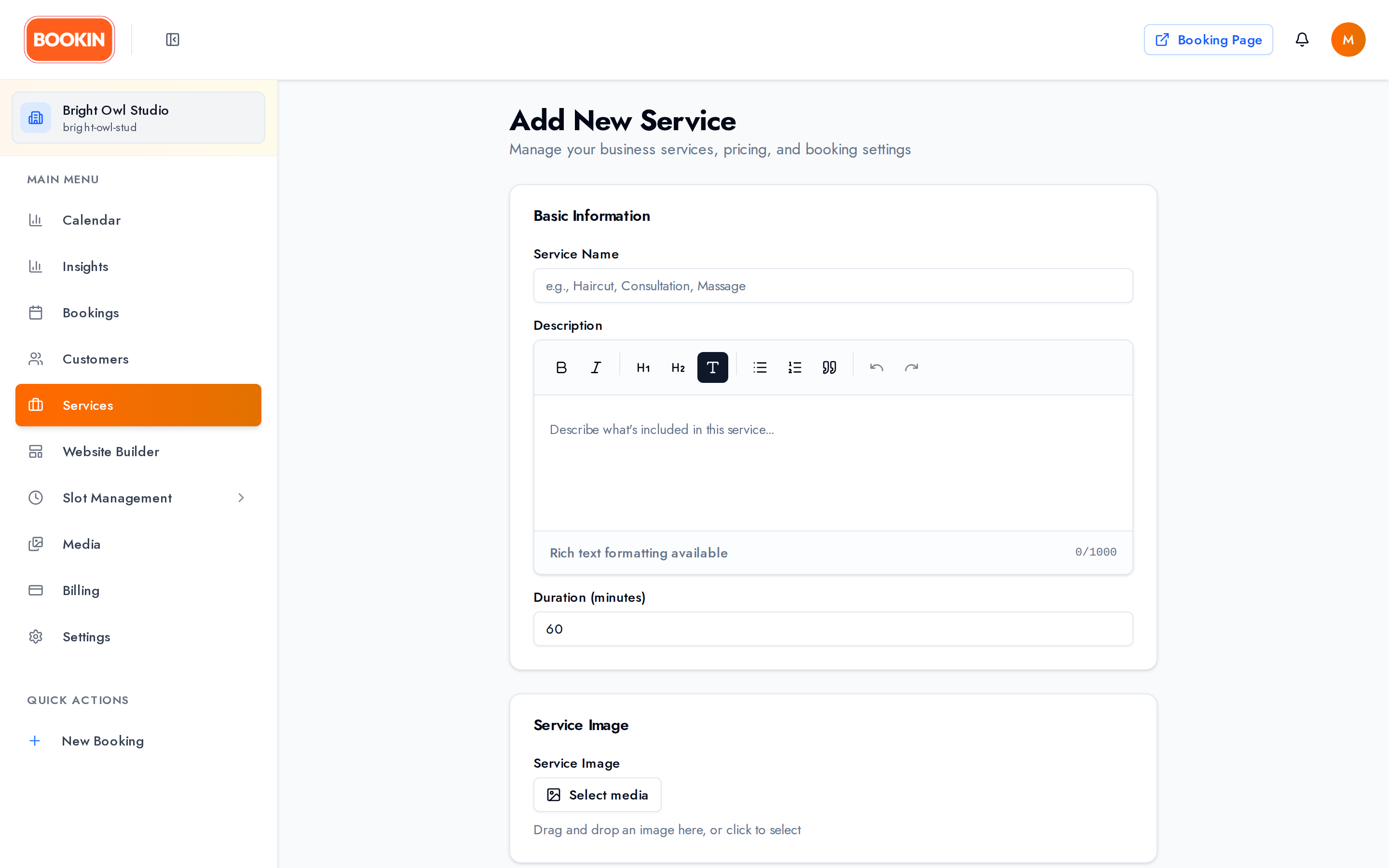 Add Service Page