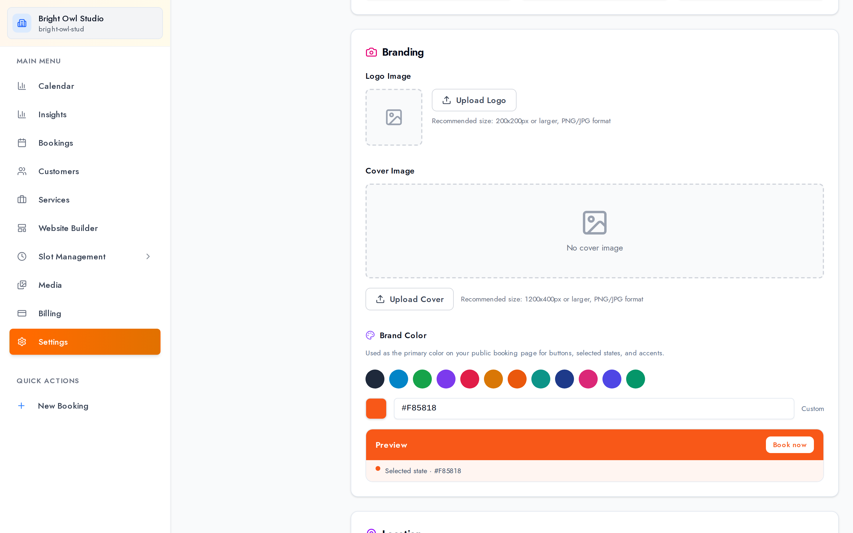 Business Settings Lower