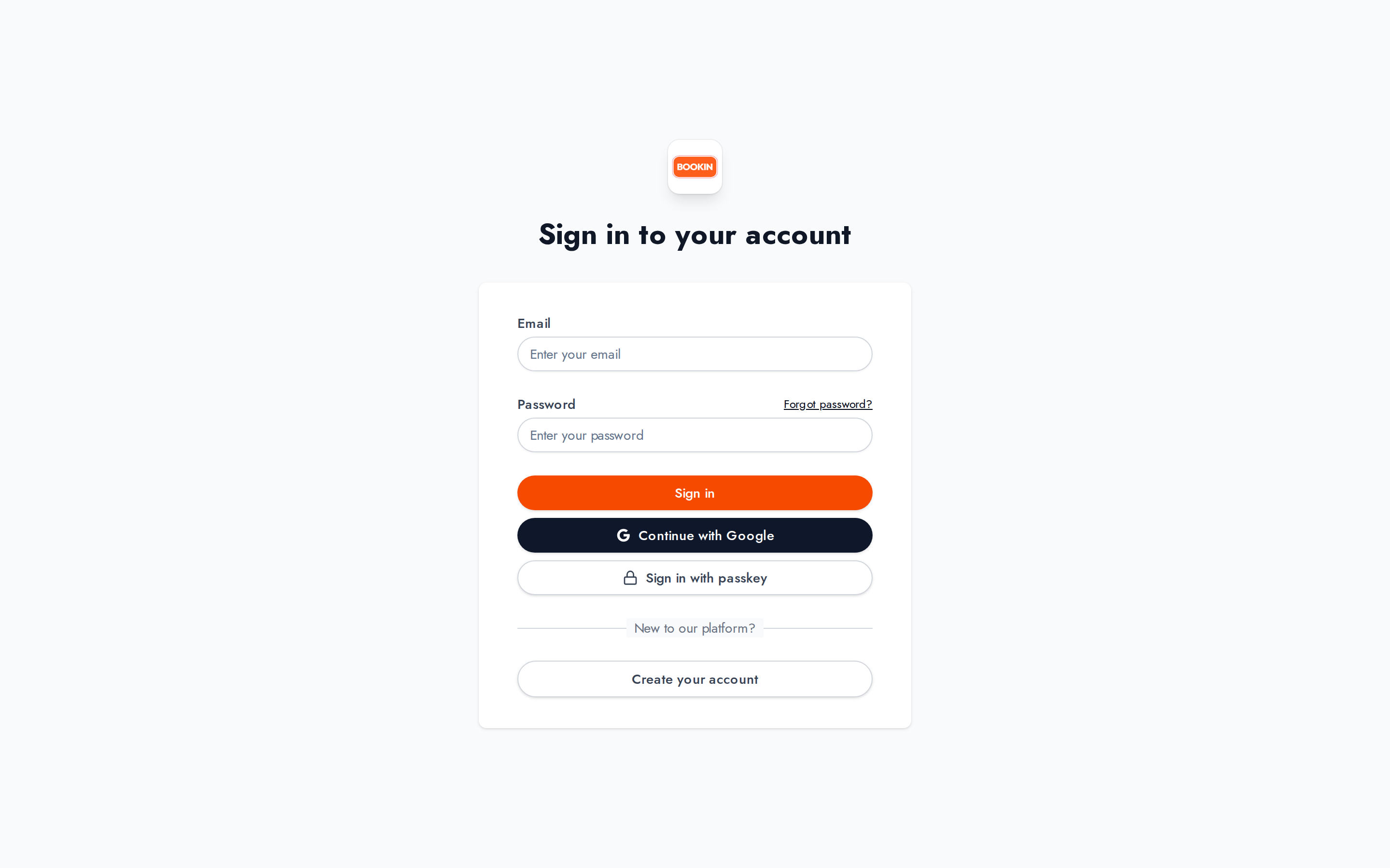 The sign-in screen