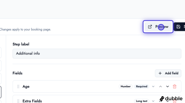BOOKIN booking form — preview modal