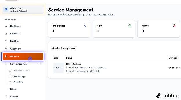 Services page